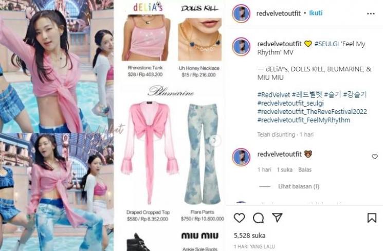 Harga Fashion Item Red Velvet di Feel My Rhythm (instagram/@redvelvetoutfit)