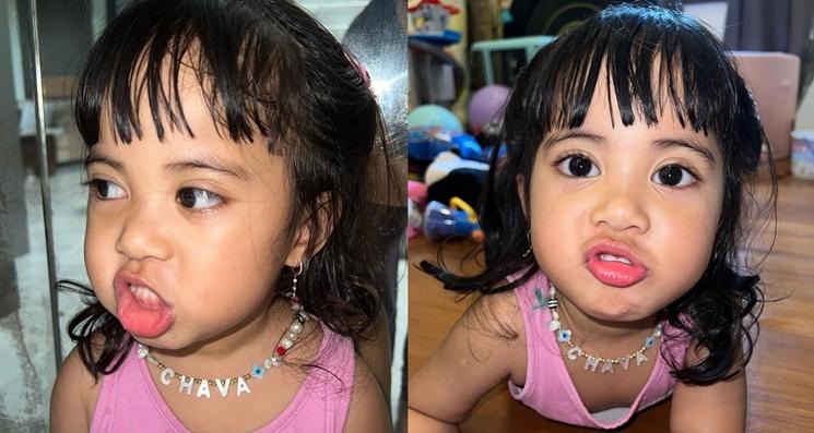 Anak kedua Rachel Vennya pakai kalung unyu. (Instagram/@rachelvennya)