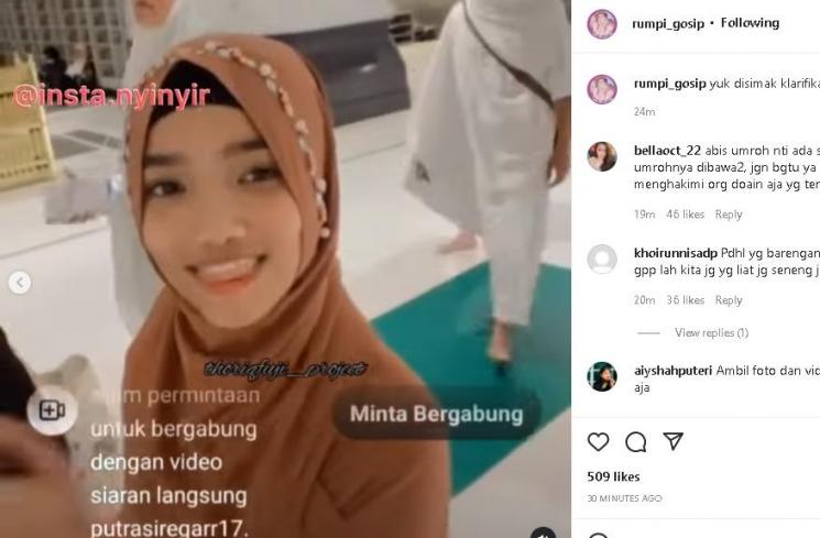 Fuji klarifikasi soal main Tiktok saat umrah (instagram/@rumpi_gosip)