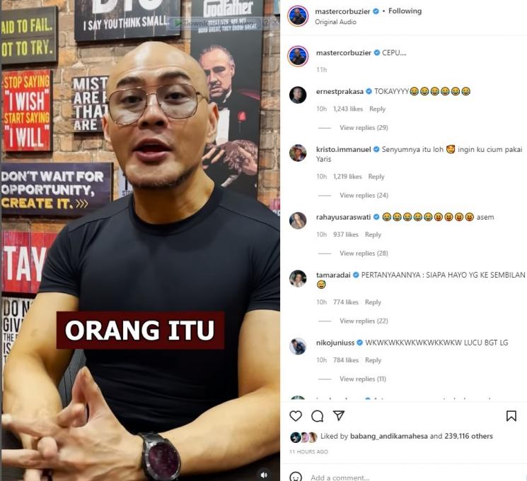 Deddy Corbuzier. (Instagram/@mastercorbuzier)