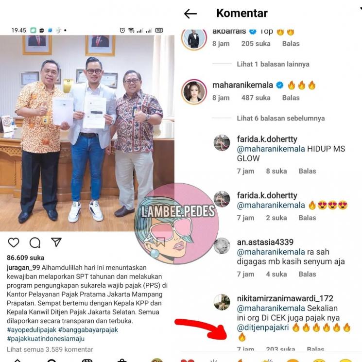 Nikita Mirzani sentil Maharani Kemala. (Instagram)