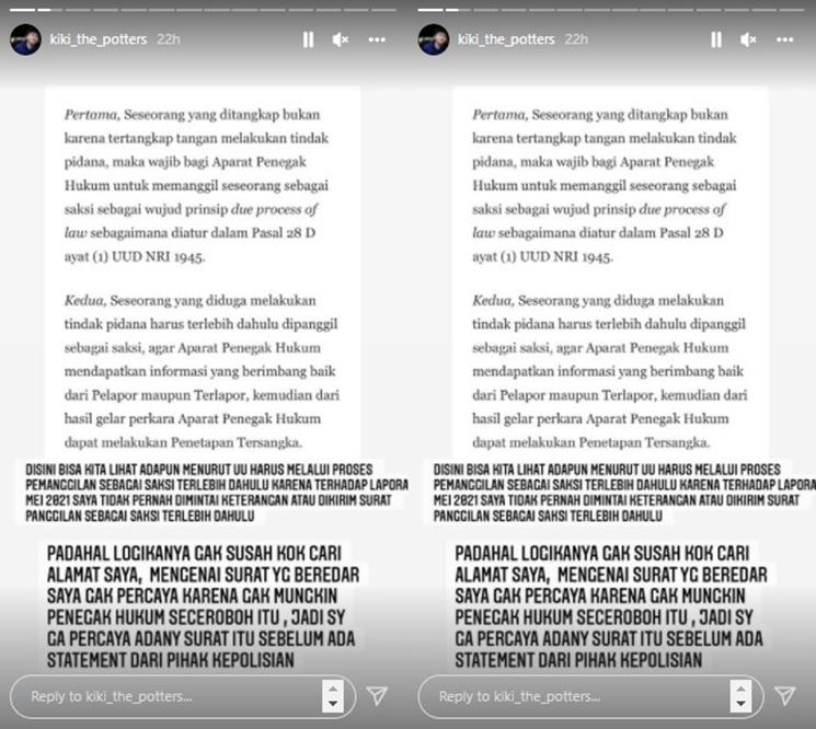 Fakta Kiki The Potters jadi tersangka. (Instagram/@kiki_the_potter)