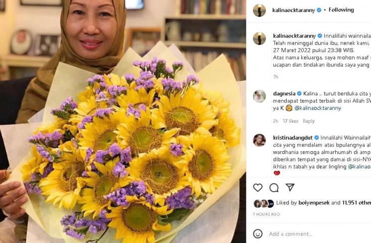 Ibunda Kalina Ocktaranny meninggal dunia (instagram)