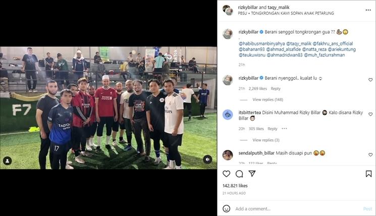 Teman tongkrongan Rizky Billar. (Instagram/@rizkybillar)