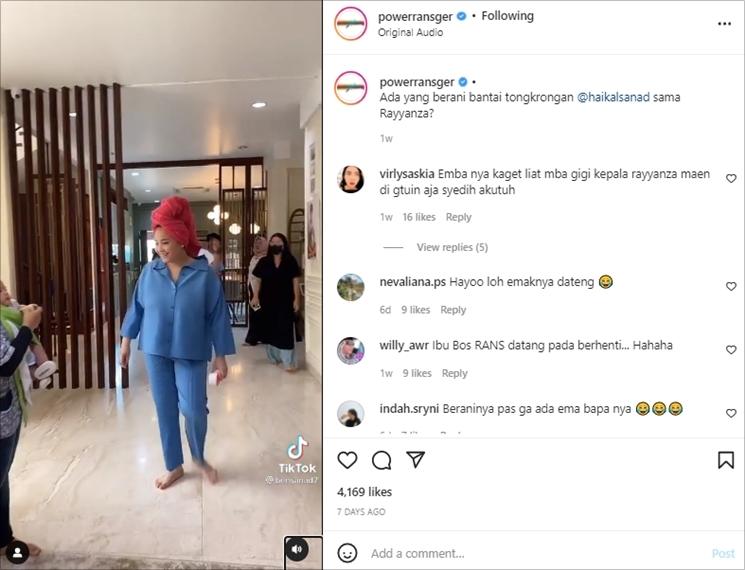 Momen Nagita Slavina di rumah pakai celana mahal. (Instagram/@powerransger)