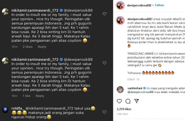 Perseteruan Dewi Perssik dan Nikita Mirzani (instagram/@dewiperssikreal88)