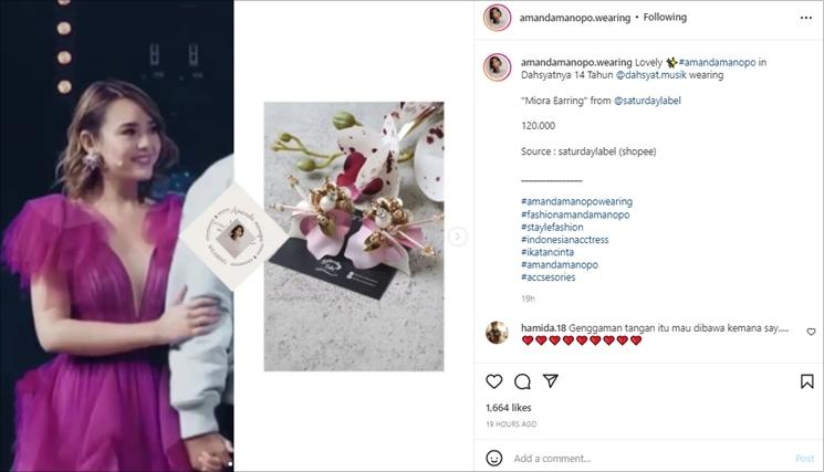 Penampilan cantik Amanda Manopo di HUT Dahsyat. (Instagram/@amandamanopo.wearing)