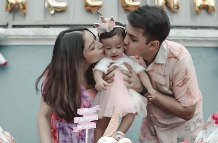 Rizky Alatas dan Adzana Bing Slamet bersama putri sulung, Aleena. (Instagram/@adzanabs)