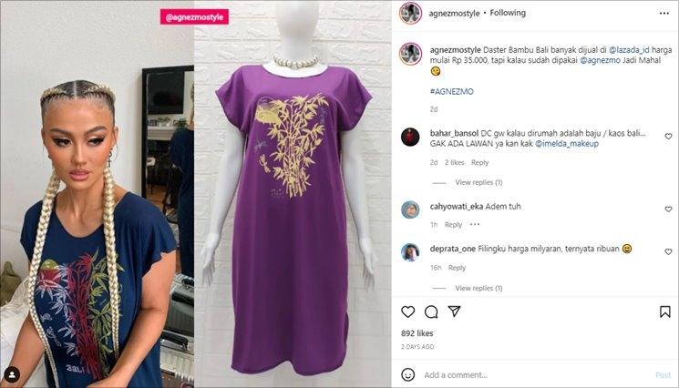 Agnez Mo terciduk pakai baju Rp35 ribuan. (Instagram/@agnezmostyle)
