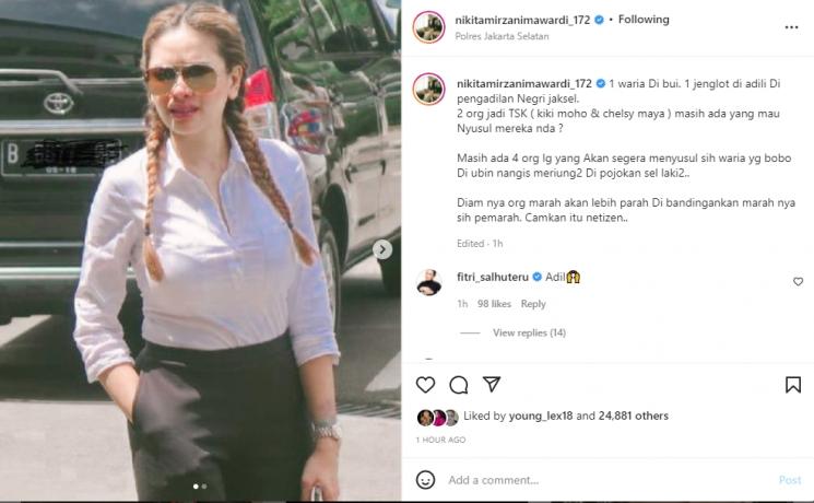 Nikita Mirzani. (Instagram/nikitamirzanimawardi_172)