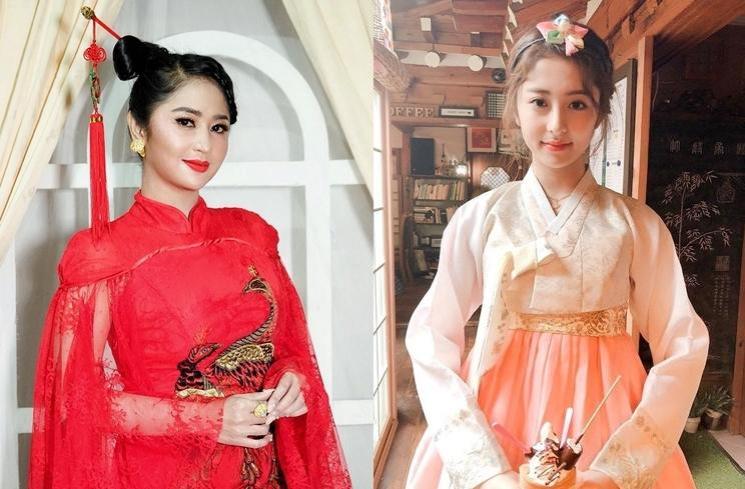 Adu gaya Dewi Perssik dan Huh Yunjin Le Sserafim (Instagram/@dewiperssik86)