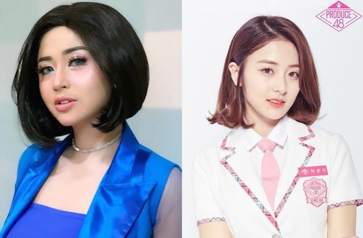 Adu gaya Dewi Perssik dan Huh Yunjin Le Sserafim (Instagram/@dewiperssik86)