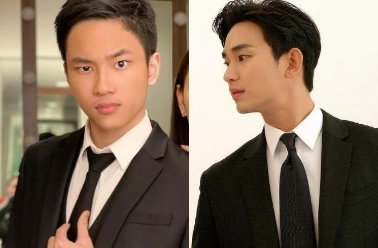 Adu Gaya Azka Corbuzier dan Kim Soo Hyun. (Instagram/@azkacorbuzier/@soohyun_k216)