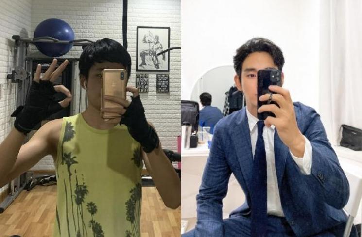 Adu Gaya Azka Corbuzier dan Kim Soo Hyun. (Instagram/@azkacorbuzier/@soohyun_k216)