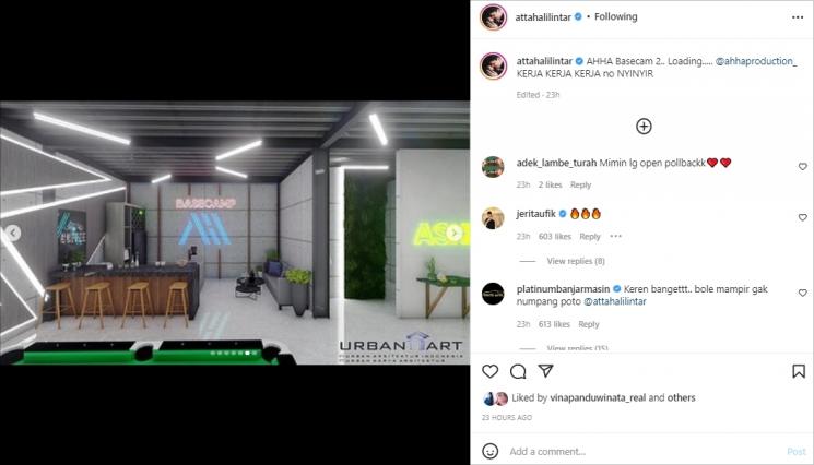 Bocoran kantor baru Atta Halilintar. (Instagram/@attahalilintar)