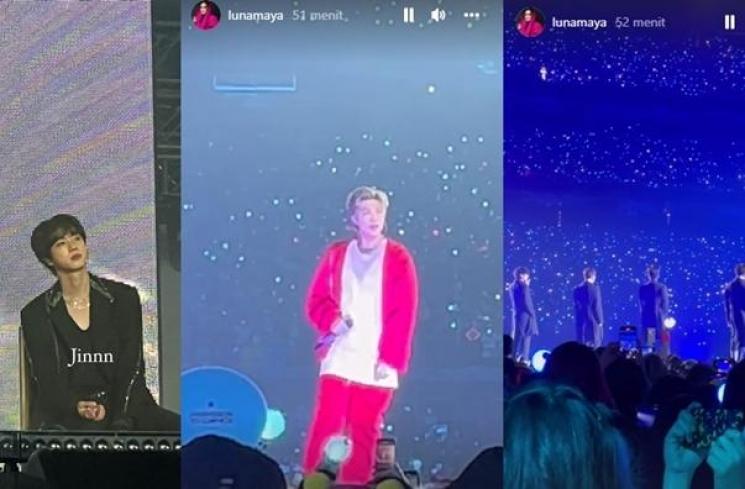 Potret Luna Maya Nonton BTS (Instagram/@lunamaya)