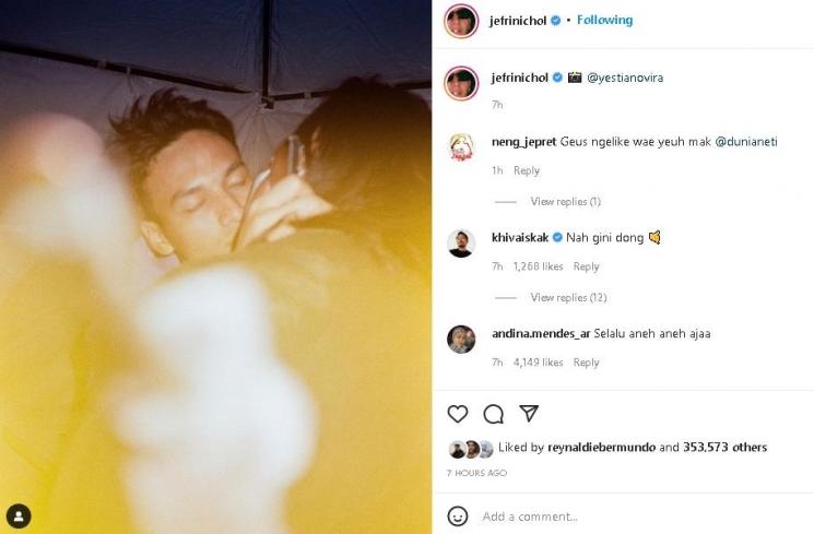 Jefri Nichol diduga ciuman dengan pria (instagram/@jefrinichol)