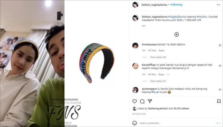 Bando Nagita Slavina harganya mahal banget. (Instagram/@fashion_nagitaslavina)