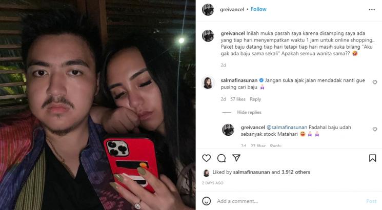 Salmafina Sunan dan Greivance Lumoindong. (Instagram/salmafinasunan)