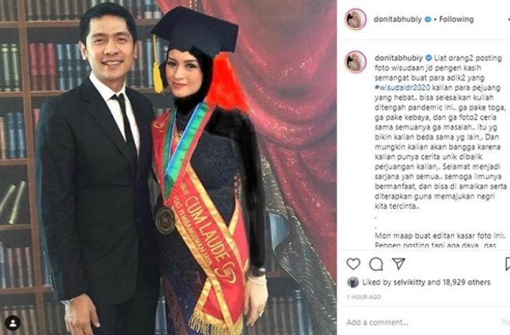 Artis wisuda saat hamil (Instagram/@donitabhubiy)