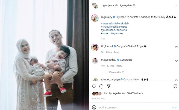 Cut Meyriska, Roger Danuarta dan kedua putranya (instagram.com)