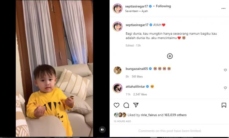 Anak Putra Siregar kangen ayahnya. (Instagram/septiasiregar17)