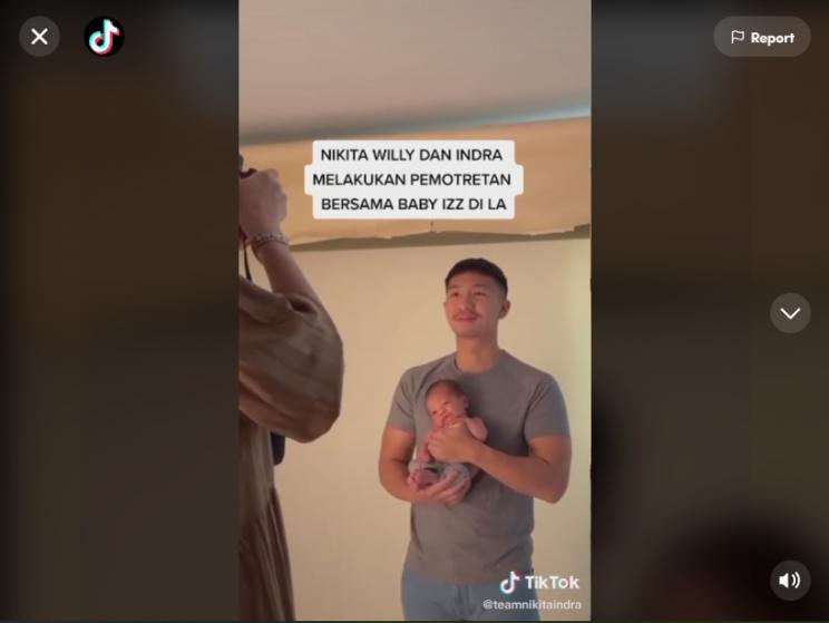 Nikita Willy, Indra Priawan, dan baby Izz pemotretan di Los Angeles. (TikTok)