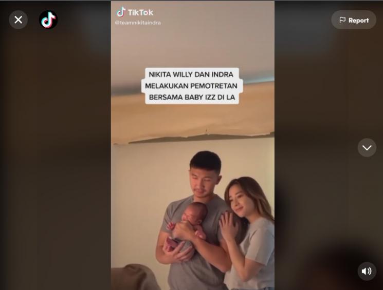 Nikita Willy, Indra Priawan, dan baby Izz pemotretan di Los Angeles. (TikTok)