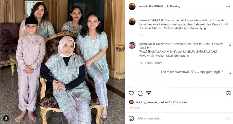 Muzdalifah rayakan Lebaran. (Instagram/muzdalifah999)