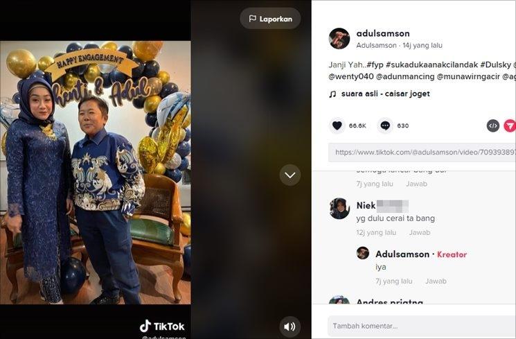 Adul mendadak pamer momen tunangan. (TikTok/@adulsamson)