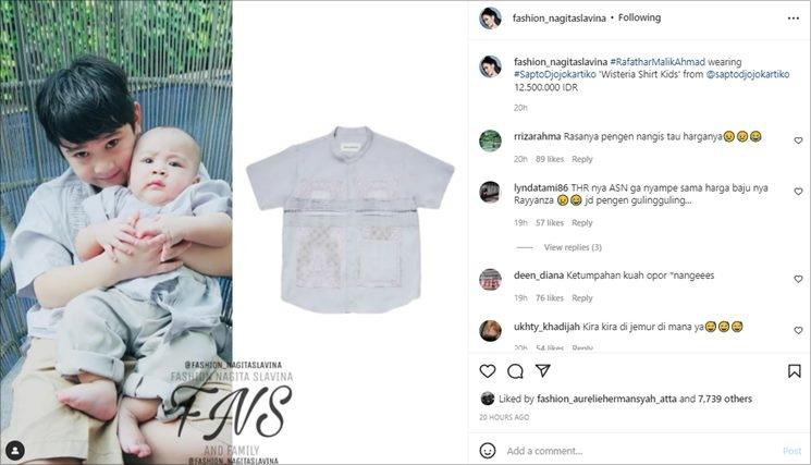 Baju Lebaran Rafathar Malik Ahmad. (Instagram/@saptodjojokartiko)