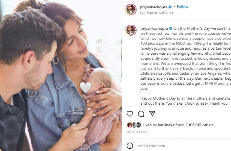 Priyanka Chopra dan Nick Jonas bersama sang putri (instagram.com)