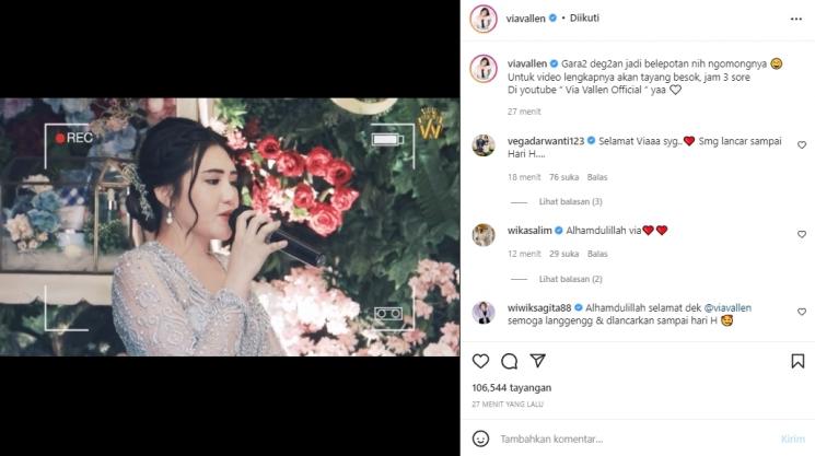 Via Vallen konfirmasi kabar tunangan. (Instagram/@viavallen)