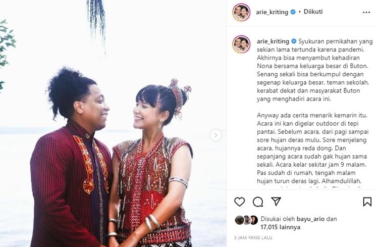 Arie Kriting dan Indah Permatasari. (Instagram/arie_kriting)