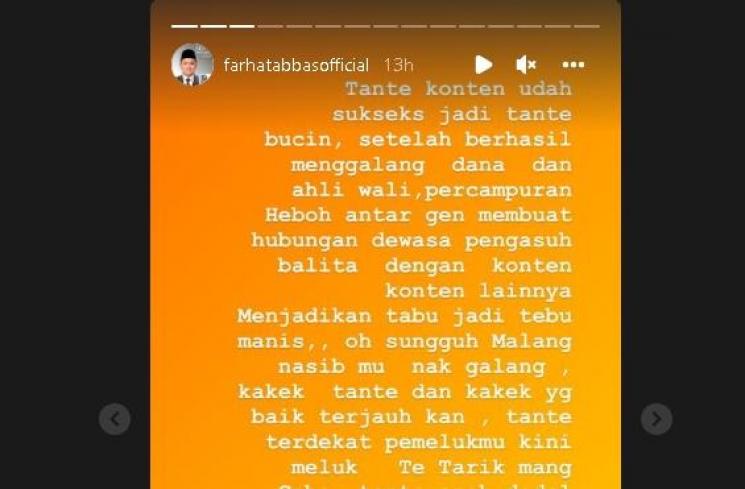 Unggahan Farhat Abbas (Instagram)