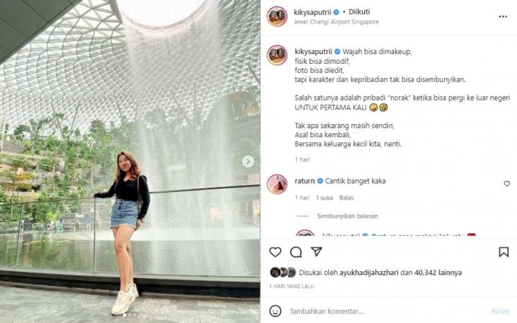 Kiky Saputri pertama kali ke luar negeri. (Instagram/@kikysaputrii)