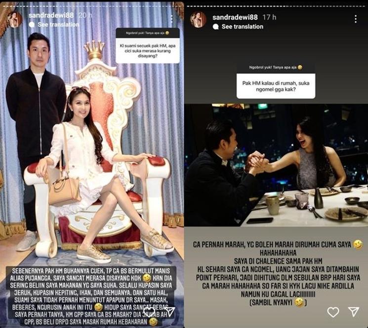 Jawaban Sandra Dewi bikin Harvey Moeis trending. (Instagram/@sandradewi88)