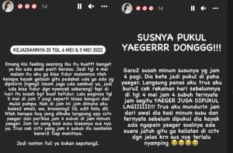 Anak Vanessa Andrea dipukuli pengasuhnya. (Instagram/cherrydreamy)