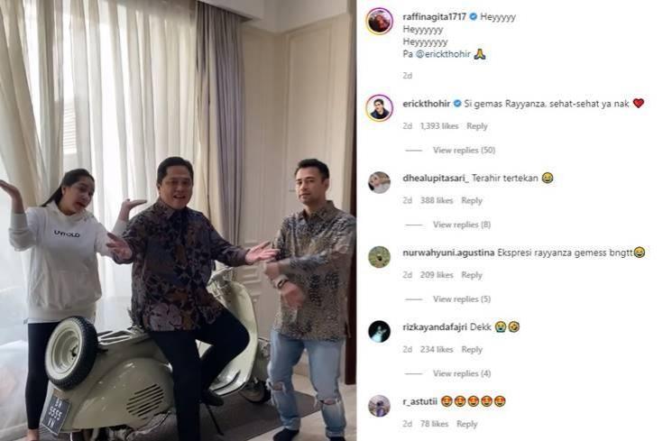 Potret Erick Thohir kunjungi rumah Raffi Ahmad. (Instagram/@raffinagita1717)