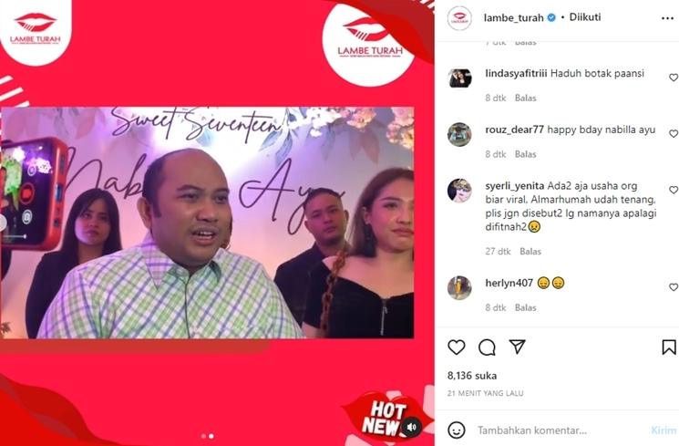 Profesor Bambang Ngaku Tolak Cinta Vanessa Angel 4 Kali. (Instagram/lambe_turah)
