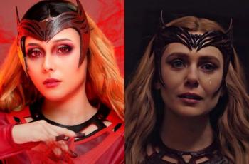 7 Potret Adu Gaya Greta Irene dan Elizabeth Olsen Saat Cosplay Wanda Maximoff