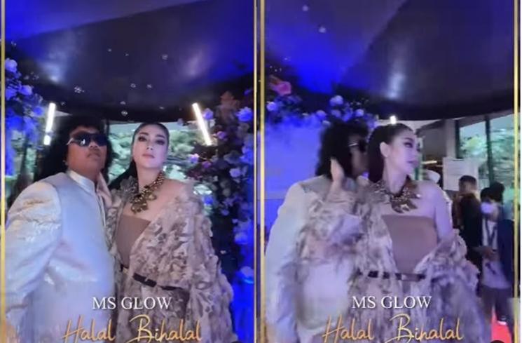 Gaya artis di halal bihalal bos MS Glow (Instagram/@marshel_widianto)