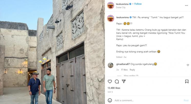 Jokes Bapak-Bapak ala Teuku Wisnu. (Instagram/teukuWisnu)