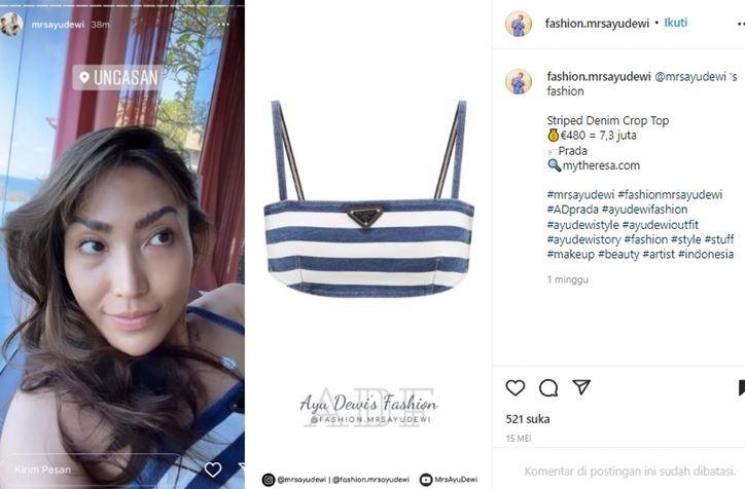 Harga Outfit Ayu Dewi saat Liburan di Bali (instagram/@fashion.mrsayudewi)