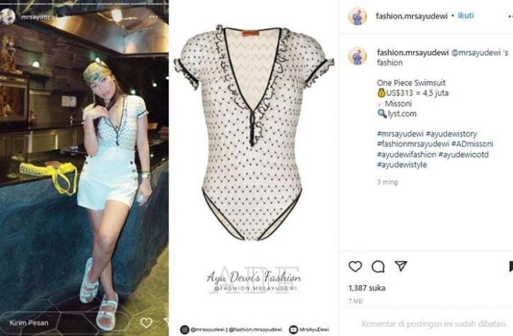 Harga Outfit Ayu Dewi saat Liburan di Bali (instagram/@fashion.mrsayudewi)