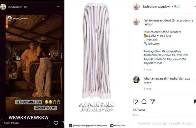 Harga Outfit Ayu Dewi saat Liburan di Bali (instagram/@fashion.mrsayudewi)