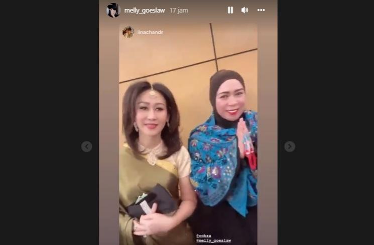 Gaya Artis di Pesta Ulang Tahun Iis Dahlia ke-50 (Instagram/@melly_goeslaw)