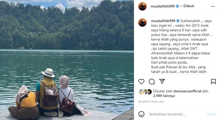 Muzdalifah pernah kehilangan anaknya selama 9 hari. (Instagram/muzdalifah999)