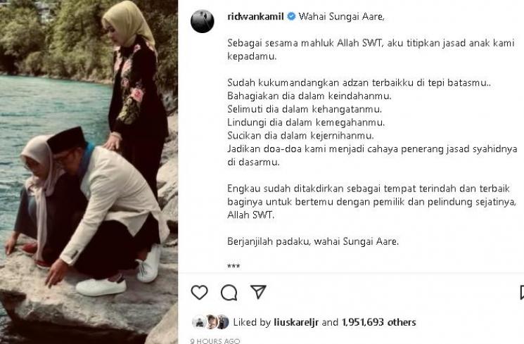 Ridwan Kamil Ikhlaskan Eril (instagram)