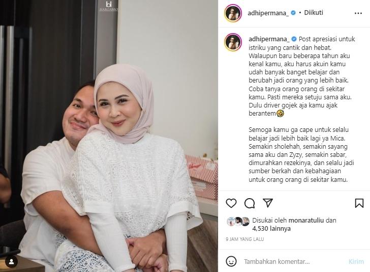 Suami Ungkap Kesha Ratuliu Pernah Ngajak Gelut Driver Ojol. (Instagram/adhipermana_)